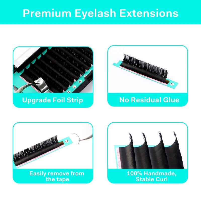 VAVALASH Eyelash Extensions 0.05 C CC D DD J B L Curl 13-20mm Lash Extensions Supplies Individual Lashes Premium Silk Volume & Classic Lash Soft Matte Dark Professional Eyelashes Extension (0.05-C-13-20 Mixed) - Image 4
